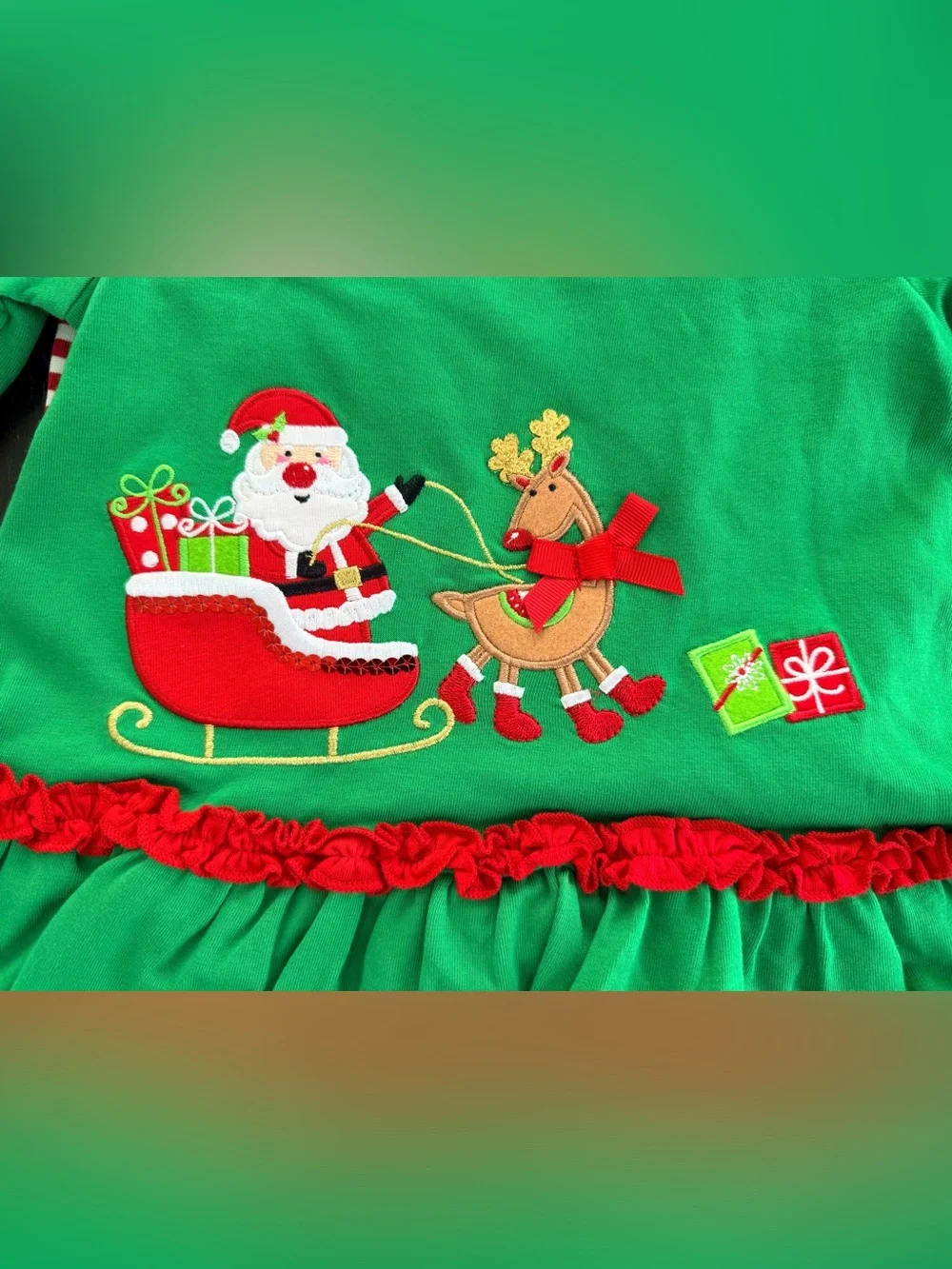 Rare Editions Green & Red Santa Reindeer Holiday Matching Set